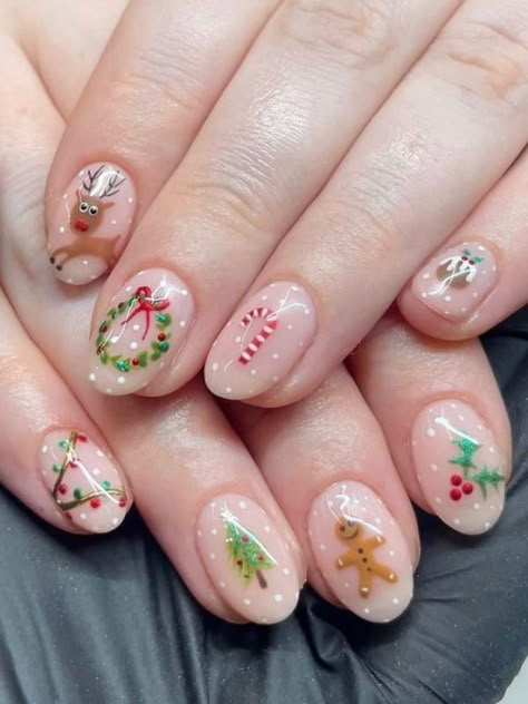 Snowy Christmas Nails, Extra Short Christmas Nails, Pink And Green Christmas Nails, Short Christmas Nails Acrylic, Christmas Nails Design Holiday, Winter Themed Nails, Cute Short Christmas Nails, Christmas Nail Ideas Winter, Snowy Nails