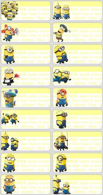 Free School Labels, Minion Classroom Theme, Minion School, Minion Classroom, Minion Stickers, School Name Labels, Name Tag For School, Minion Theme, Cute Minions