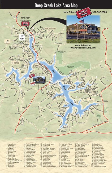 Map of Deep Creek Lake | Railey Realty Better 2024, Deep Creek Lake Maryland, Maryland Travel, Deep Creek Lake, Lake Village, Area Map, Detailed Map, Trip Ideas, Camping Trip