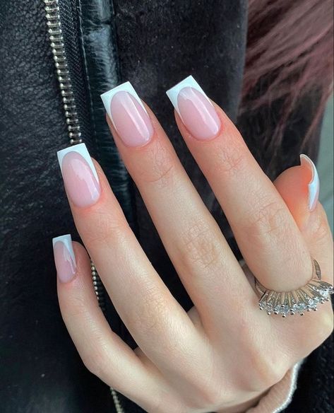 French Apres Nails, Gel X French Tip Nails Square, Narrow Square Acrylic Nails, French Tip Acrylic Nails Short, Acrylic Nails Short Square, Nails Glow In The Dark, Acrylic Nails Square, Ongles Gel French, Nails Work