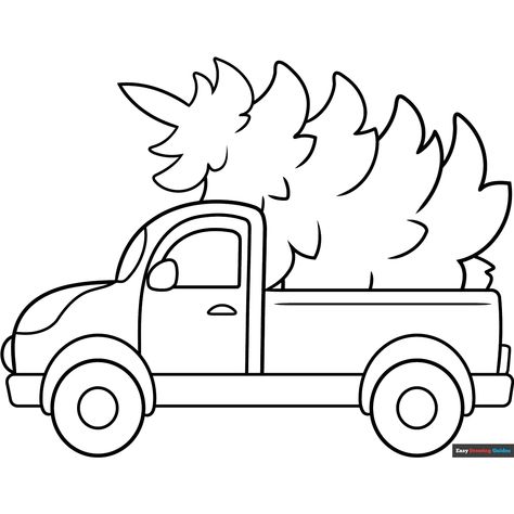 Free Truck with Christmas Tree Coloring Page for Kids Christmas Outline, Christmas Present Coloring Pages, Free Printable Christmas Coloring Pages, Christmas Diy's, Christmas Tree Coloring, Christmas Coloring Pages For Kids, Truck With Christmas Tree, Farm Coloring Pages, Snowman Coloring Pages