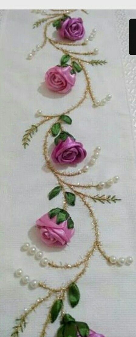 Excellent Ribbon Embroidery Designs on Fabric