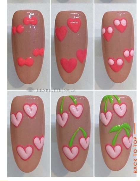 Beginner Nail Designs, Cherry Nail Art, Fresh Manicure, Quick Nail Art, Art Deco Nails, Valentine Nail Art, Nail Drawing, Nail Designs Tutorial, Nail Art For Beginners