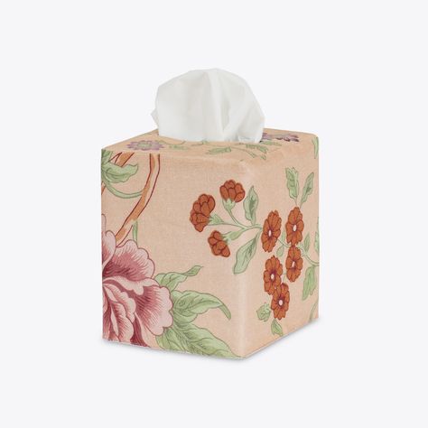 Simone Tissue Box Cover - Apricot Pillows & Accessories | Schumacher English Fabric, Elevated Home, Painting Antique Furniture, Luxury Linens, Mattress Pads, Tissue Box Cover, Fine Linen, Fabric Remnants, Color Swatch