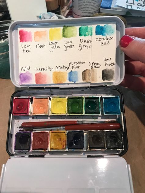 Paint Set Aesthetic, Watercolor Palette Aesthetic, Watercolor Pallet Aesthetic, Vintage Art Supplies, Watercolor Pallete Ceramic, Altoid Watercolor Palette, Schmincke Watercolor Palette, Palette Aesthetic, Watercolor Palette Boxes