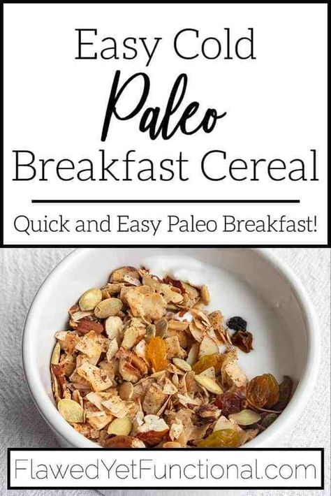 Need a quick and easy breakfast that also fits in the Paleo diet? Make a big batch of this sweet, crunchy cereal and eat all week long with almond milk! #paleo #breakfast #cereal #eggfree Paleo Cereal, Seasonal Meals, Paleo Breakfast Easy, Paleo Breakfasts, Cleaning Eating, Egg Free Breakfast, Inflammation Diet, Yogurt Breakfast, Paleo Life