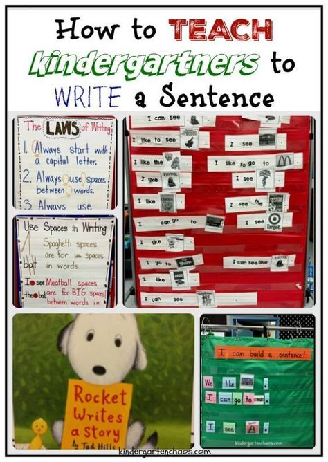 Sentences Kindergarten, Teach Writing, Kindergarten Anchor Charts, Daily Five, Writing Station, Kindergarten Language Arts, 1st Grade Writing, First Grade Writing, Writers Workshop