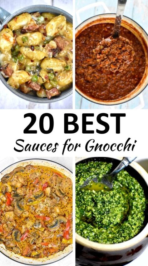 sauces for gnocchi pin Gnocchi Recipes Sauce, Sauces For Gnocchi, Best Sauce For Gnocchi, Cheesy Pasta Sauce, Mediterranean Sauce, Gnocchi Sauce, Best Sauces, Food Essentials, Puttanesca Sauce