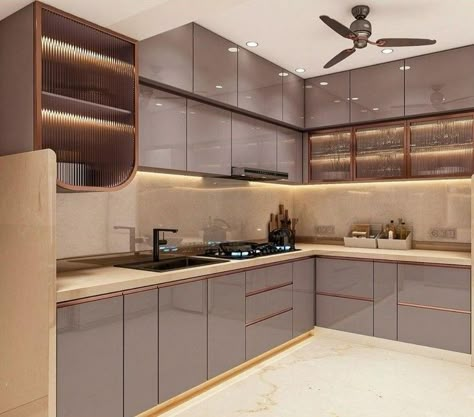 India Kitchen Design Ideas, Simple Indian Kitchen Interior, Grey And Wooden Kitchen, Small 2bhk Flat Interior Design India, Kitchen Laminate Colour Combinations, Hand Wash Area Design Dining, Kitchen Design 2025, Modular Kitchen Color Combinations, Kitchen With Breakfast Counter