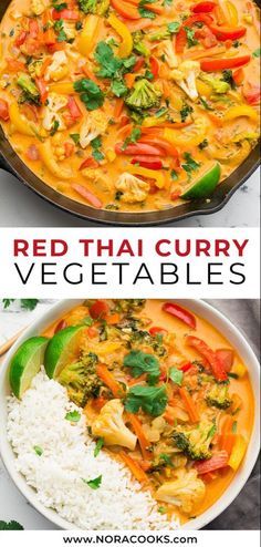 Vegan Thai Red Curry, Curry Vegetables, Red Thai Curry, Nora Cooks, Red Thai, Tasty Vegetarian Recipes, Vegetable Curry, Thai Curry, Diet Vegetarian