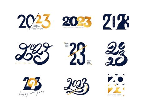 Happy New Year Logo, New Year Logo, New Year Symbols, 2023 Happy New Year, 2023 Design, Template Christmas, Design Number, Happy Year, Christmas Templates