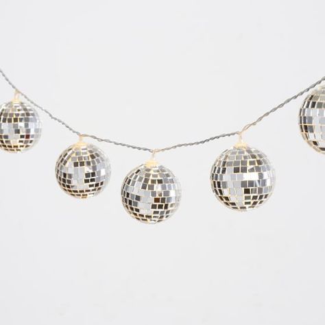 Disco Ball String Lights Disco Ball String Lights, Holiday Wedding Decor, Disco Mirror, Battery Powered Fairy Lights, Disco Ball Light, Disco Decorations, Ball Aesthetic, String Ball Lights, Christmas Photo Props