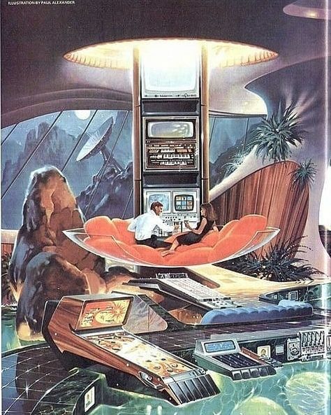 @lightspeedcompany shared a photo on Instagram: “What would you rate this epic image? 🚀👽 Illustration by Paul Alexander. ⚡” • Feb 12, 2021 at 9:12am UTC Space Age Aesthetic, Retro Futurism Art, 60s Space Age, Futurism Art, Space Oddity, Space Dog, Bachelor Pad, Futuristic Art, Retro Futuristic