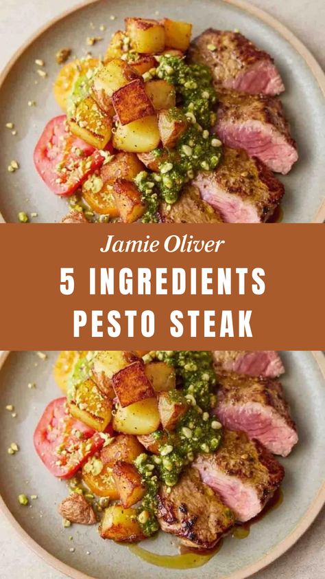 Jamie Oliver 5 Ingredients Pesto Steak 5 Ingredient Recipes Jamie Oliver, Jamie Oliver Recipes 5 Ingredients, Pesto Steak, Sirloin Steak Recipe, Jamie Oliver 5 Ingredients, Green Pesto, Sirloin Steak, Jamie Oliver Recipes, 5 Ingredient Recipes