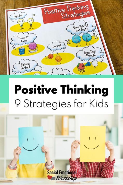 Positive thinking strategies help kids reframe negative thoughts so they can determine the size of their problem. Often when kids making thinking mistakes, it makes them feel like everything is a big deal. Try teaching them positive self-talk to build up their positive attitude when met with a challenge. Thoughts For Kids, Reframe Negative Thoughts, Thinking Strategies, Elementary School Counselor, Behavior Interventions, Counseling Activities, Child Therapy, Positive Self Talk, School Counselor