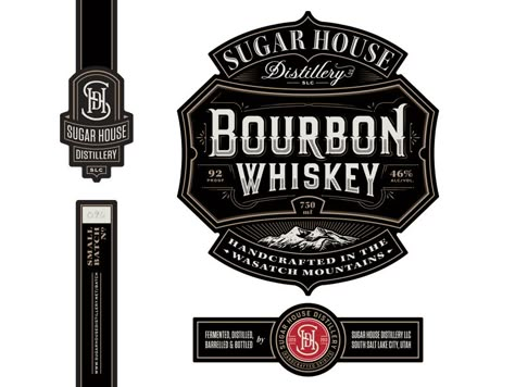 Bourbon Labels by Ben Didier | Dribbble | Dribbble Bourbon Label Design, Vintage Liquor Labels, Whiskey Branding, Whisky Label, Lon Bia, Bottles Packaging, Glass Shelves Decor, Speakeasy Party, Whiskey Label