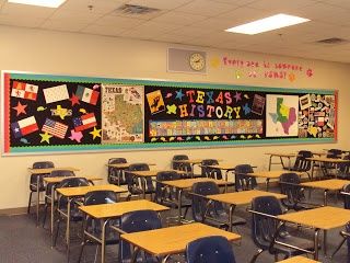 Cute Texas History Classroom Idea, can be used for any state... Change to Virginia Texas History 7th, Texas History Classroom, History Bulletin Boards, History Classroom Decorations, World History Classroom, Louisiana History, Texas Teacher, 4th Grade Social Studies, Classroom Idea