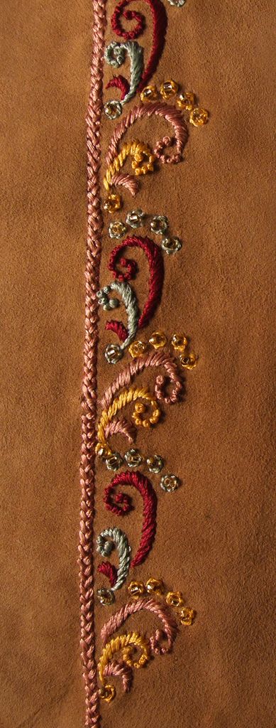 Hand Embroidery Ideas, Resham Embroidery, Leather Embroidery, Leather Waistcoat, Zardozi Embroidery, Embroidered Kurti, Tambour Embroidery, Western Jacket, Learn Embroidery