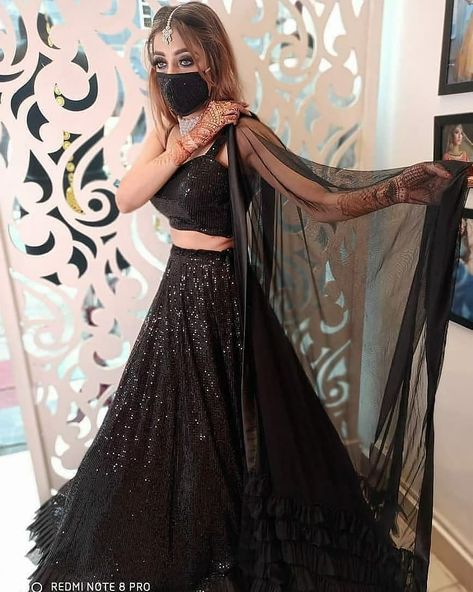 Black Sequence Lehenga, Patiyala Suits, Sequence Lehenga, Latest Bridal Lehenga, Saree Lehenga, Frill Skirt, Punjabi Dress, Trendy Dress Outfits, Black Prom