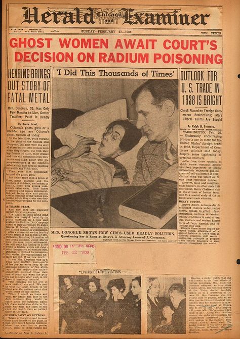 The Case of the Living Dead Women - The Radium Dial Case in the newspapers - The Case of the Living Dead Women - The Radium Dial Case in the newspapers - radium dial135 Ottawa Illinois, Witch Manga, Memorial Sculpture, Radium Girls, Weird History, One Level Homes, Newspaper Front Pages, A Level Photography, History Jokes