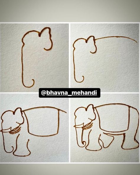 Bhavna Patel on Instagram: "Swipe to see full image of elephant…how to make elephant here is step by step u can save for later….follow for more @bhavna_mehandi . #elephant #tutorials #learn #class….for our upcoming class details u can dm or call me…." Elefante Mehndi Design, Elephant Mehendi Design Step By Step, Elephant Drawing Mehandi, How To Draw Mehndi Step By Step, How To Make Elephant, How To Make Elephant In Mehndi, Elephant Mehndi Design Step By Step, Elephant Mehandi Designs For Hands, Elephant Mehendi Design Simple