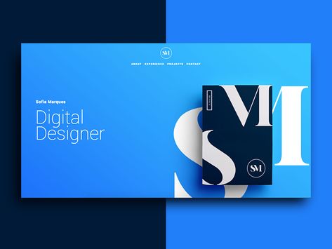 Portfolio Design Inspiration, Blue Website Design, Cv Website, Personal Website Design, Blue Branding, Blue Website, Ui Website, Logos Retro, Web Design Mobile