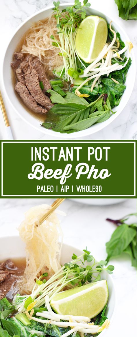 Instant Pot Beef Pho (Paleo, Whole30, AIP) - Unbound Wellness Recipes Instapot, Pho Restaurant, Unbound Wellness, Aip Paleo Recipes, Paleo On The Go, Potted Beef, Paleo Lunch, Aip Recipes, Paleo Dinner