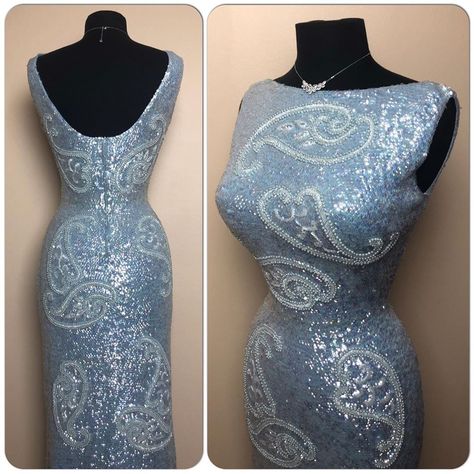 Miss V on Instagram: “Preview Bombshell Dazzling Designer Gene Shelly Gorgeous Pastel Blue sequin beaded pearls vintage late 1950’s wool dress  New Old Stock…” Miss V, 1950’s Fashion, Mid Century Fashion, Pin Up Dresses, Sequin Beading, 50s Dresses, 1950s Dress, Wool Dress, Old Hollywood Glamour