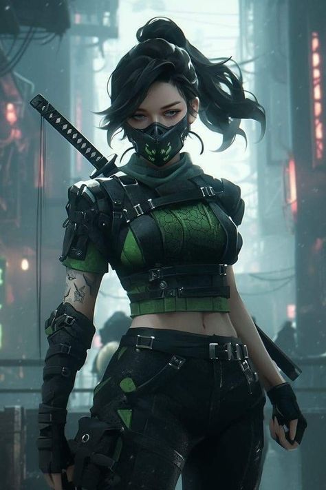 Female Samurai Character Art, Modern Assassin, Samurai Concept, Female Ninja, Cyberpunk Female, Female Samurai, Superhero Suits, Samurai Artwork, Ninja Art