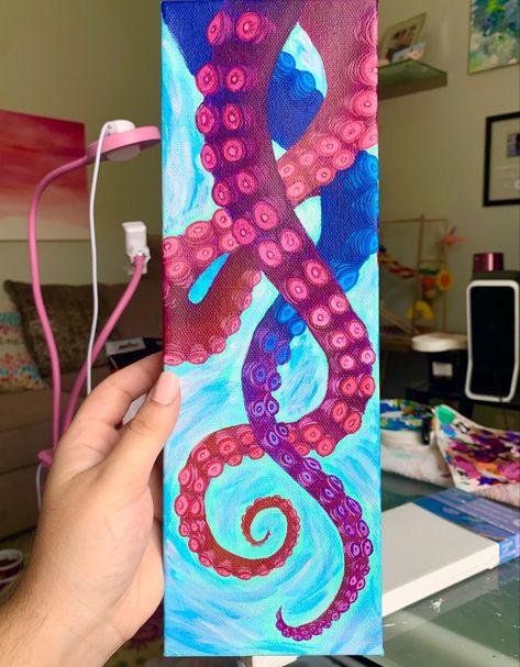 Octopus Watercolor, Octopus Painting, Bradenton Florida, Underwater Painting, Fish Artwork, Octopus Art, Social Art, Shop Artwork, Art Tools Drawing