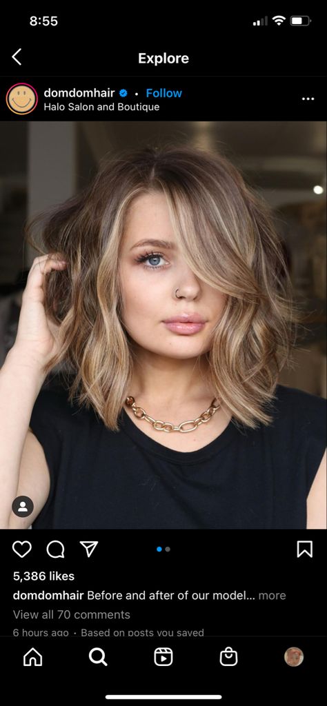 Blondish Brown Hair, Halo Hair Colors, Brunette With Blonde Highlights, Short Hair Highlights, Halo Hair, Brunette Highlights, Curly Hair With Bangs, Hair Shades, Hair Color And Cut