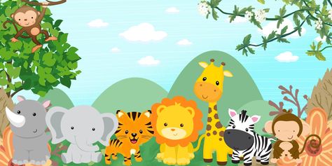 Safari Animals Birthday, Animals Birthday, Birthday Banners, Jungle Theme, Birthday Background, Animal Birthday, Safari Animals, Banner Template, Birthday Banner