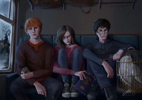 Ron Weasley Book, Harry Potter Animation, Harry Potter Animated, Hermione Granger Fanart, Harry Hermione Ron, Harry Potter Ron And Hermione, Harry And Hermione, Harry Potter Illustrations, Harry Potter Ron