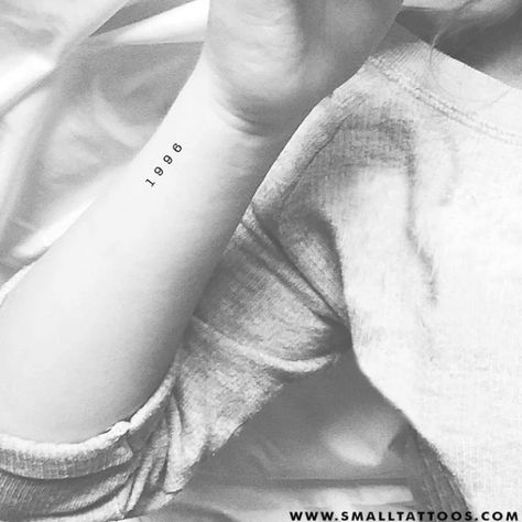 1996 Tattoo, Year Tattoos, Birth Year Tattoo, Year Tattoo, Number Tattoos, Sister Tattoo, Omerta Tattoo, Typewriter Font, Tattoo Bracelet