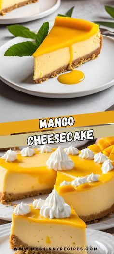 ✨🥭 Indulge in a tropical delight with our Mango Cheesecake recipe! Creamy cheesecake meets vibrant mango puree for a taste of paradise in every bite. Perfect for summer parties and special occasions! #MangoCheesecake #DessertRecipes #TropicalTreats #SummerDesserts#myskinnyrecipes Mango Passion Fruit Cheesecake, Best Mango Cheesecake Recipe, Easy Mango Cheesecake, Tropical Cake Recipes, Tropical Dessert Recipes, Mango Sweet Recipes, Mango Puree Recipe Desserts, Mango Desserts Recipes, Desserts With Mango