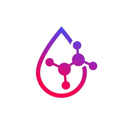 Acid drop icon with a molecule | Premium Vector #Freepik #vector #hyaluronic #chemical-logo #molecule-logo #chemical-formula Flat Icons Set, Doodle Icon, Chemical Formula, Dark Blue Background, Organic Plants, Banner Template, Pink Background, Business Design, Blue Backgrounds