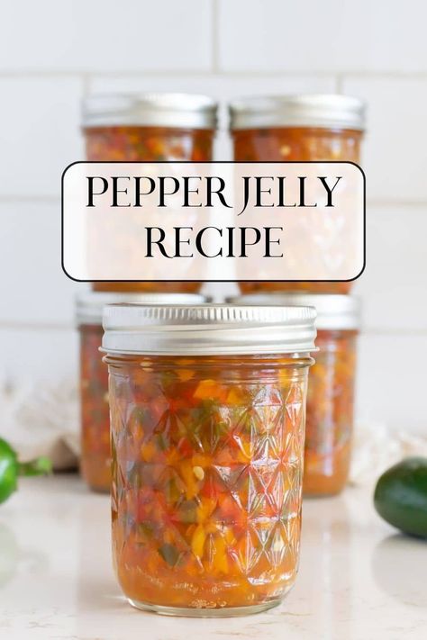 Ready to spice up your taste buds? This homemade Pepper Jelly recipe is the perfect addition to your cheese board or charcuterie platter. Bursting with flavor, this sweet and tangy jelly is perfect for any occasion! Instructions to water bath can and refrigerate or freeze. Click here to try it out now! https://nourishandnestle.com/pepper-jelly-recipe/ Sugar Free Pepper Jelly Recipe, Easy Pepper Jelly Recipe, Best Pepper Jelly Recipe, Easy Pepper Jelly, Homemade Pepper Jelly, Green Pepper Jelly, Pepper Jelly Recipe, Savory Jam, Pepper Jelly Recipes