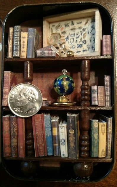 Altoid Tin Bookshelf, Altoid Tin Library, Halloween Altoid Tin, Altoid Tin Altar, Witchy Altoid Tin, Mini Bookshelf, Altered Boxes Mixed Media Altoids Tins, Teen Programs, Altoids Tins