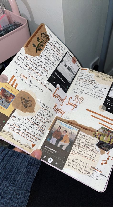 Songwriting Book Aesthetic, Writing Songs Aesthetic Pictures, Song Journal Ideas Aesthetic, Lyrics Diary Aesthetic, Lyric Journal Ideas, Favorite Lyrics Journal, Lyric Book Design Ideas, Journal Song Lyrics, Music Journal Aesthetic