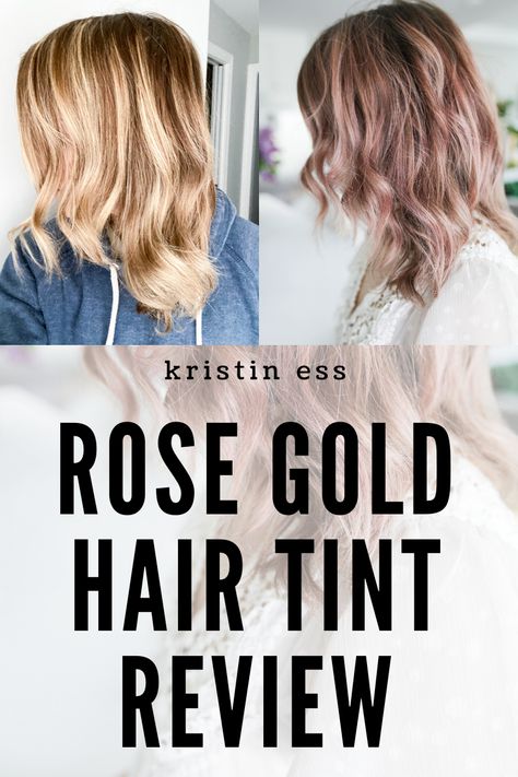 Here is my full review of the Kristin Ess rose gold hair tint! See how it looks on my hair with before and after photos. This is a fun option if you are looking to change up your hair color at home with a temporary color. Overtone Before And After, Rose Gold Formula, Rose Gold Toner, Braids Easy Hairstyles, Hair Updo Ideas, Hair Color At Home, Dipped Hair, Elegant Braids, Tips For Healthy Hair