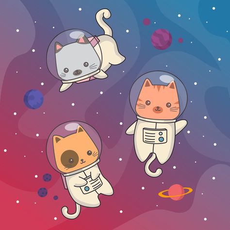 Tattoo Gato, Simple Cat Drawing, Cat Calendar, Space Animals, Animal Illustration Art, Space Illustration, Arte Van Gogh, About Space, Theme Background