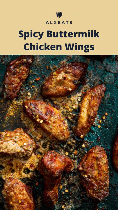 Chicken wings roasted and tossed in a hot buttermilk sauce Chicken Wings Buttermilk Marinade, Buttermilk Marinade For Chicken Wings, Chicken Wings With Buttermilk, Buttermilk Wings, Buttermilk Chicken Wings, Brine For Chicken Wings, Dry Brine Chicken, Buttermilk Chicken Breast, Buttermilk Sauce