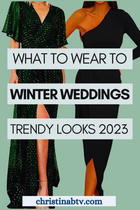 Looking for winter wedding guest outfit ideas? Stay warm and stylish with these cold formal looks. From classy to semi-formal attire, this blog post has all the inspiration you need. Explore outdoor-friendly dresses and elegant options for the 2023 and 2024 wedding season. Find the perfect ensemble to make a statement and keep cozy at your next winter wedding! Dress For A Wedding Guest Winter, Best Wedding Guest Dresses Winter, Winter Wedding Cocktail Dress Guest, December Wedding Guest Dress Classy, Winter Dresses Wedding Guest, Wedding Dresses Guest Winter, Wedding Guest 2023 Outfit, Formal Wedding Guest Dress Fall 2023, Cocktail Dress Winter Wedding