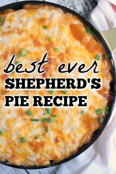 Shepherd’s Pie is hearty, savory, delicious, and a great quick dinner recipe. Shepards Pie is also a great way to use of leftovers! Shepards Pie Easy, Shepherds Pie Recipe Pioneer Woman, Shepherds Pie Recipe Healthy, Best Shepherds Pie Recipe, Shepards Pie Recipe, Pie Recipe Easy, Easy Shepherds Pie, Shepherd's Pie Recipe, For Dinner