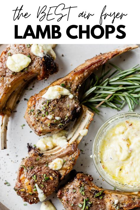 Lamb Air Fryer Recipes, Lollipop Lamb Chops Recipe, Lamb Chops In Air Fryer, Air Fryer Lamb Chops, Lollipop Lamb Chops, Lamb Loin Chop Recipes, Cilantro Lime Brown Rice, Lamb Loin Chops, Marinated Lamb