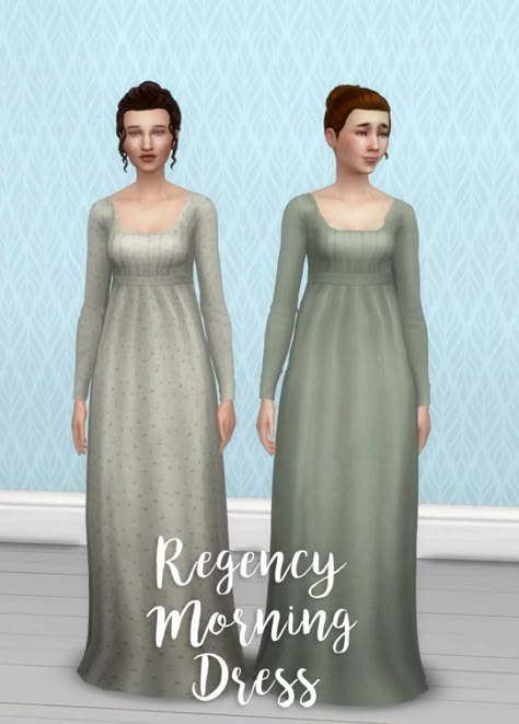 Sims 4 1810 Cc, Sims 4 Regency Cc, Sims 4 Decades Challenge, Sleeping Dress, Morning Dress, Sims 4 Mm Cc, Free Sims, Regency Dress, Dress History