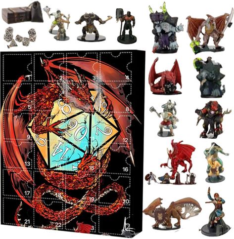 Toy Advent Calendar, Dragon 3d, Character Statue, 3d Dragon, Dragon Miniatures, Christmas Countdown Calendar, Dnd Miniatures, Dragon Statue, Dragon Toys