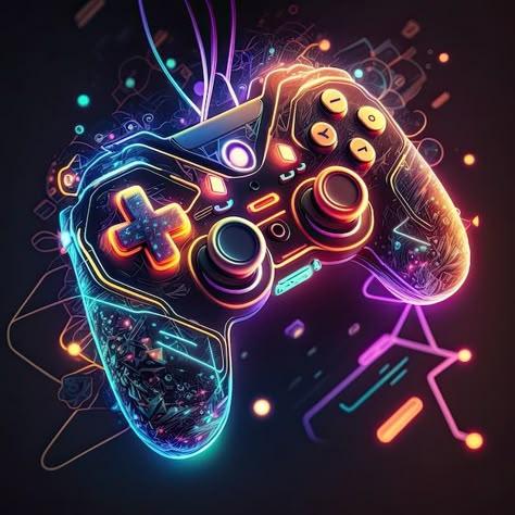 Game Controller Wallpaper, Game Pp, Neon Anime Wallpaper, Cool Gaming Wallpapers, Gaming Background Wallpaper, Neon Character, Game Controller Art, Gaming Images, Gaming Pics