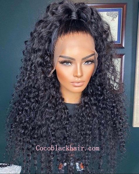 Curly Human Hair Wig, Curly Lace Front Wigs, Deep Curly, Front Lace Wigs Human Hair, Lace Hair, Swiss Lace, Chromatic Aberration, Looks Chic, Natural Hair Color