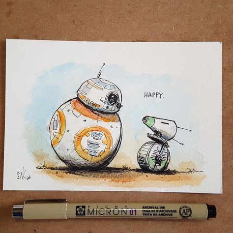 Star Wars Marker Art, Star Wars Watercolor, Doodling Ideas, Markers Drawing Ideas, Star Wars Painting, Birthday Star, Disney Art Drawings, Bday Cards, Card Drawing